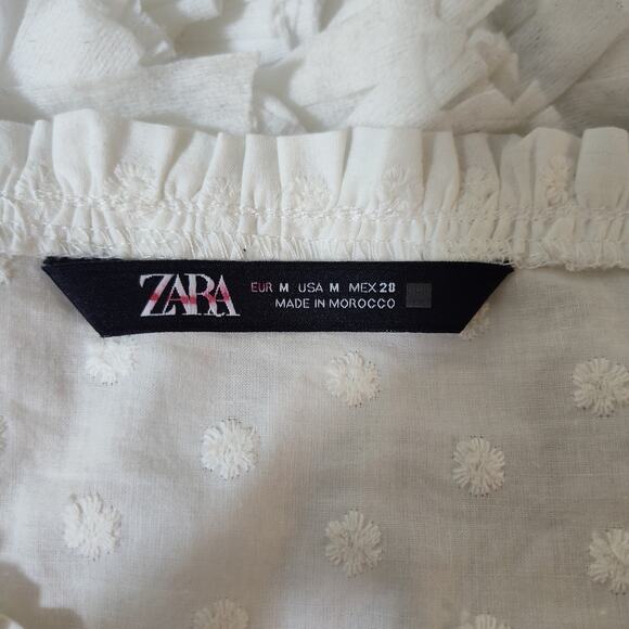 Zara Peasant Top Womens Med Embroidered Button Long Sleeve Boho Romantic Blouse - Picture 12 of 17
